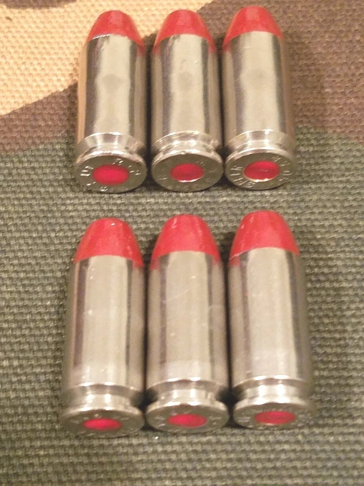 40 S&W Snap Caps Set of 6 (Red+Nickel) Real 200GR Weight!!!