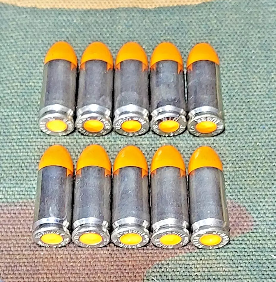 9mm Luger Snap Caps Set of 10 (Orange+nickel) 124GR Real Weight