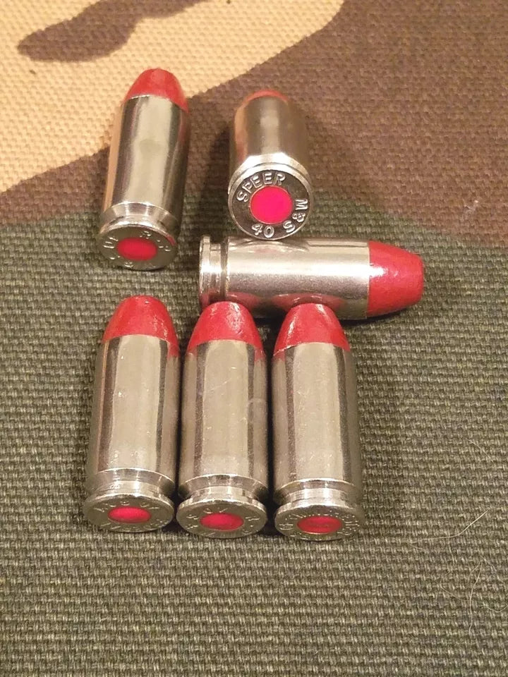 40 S&W Snap Caps Set of 6 (Red+Nickel) Real 200GR Weight!!!