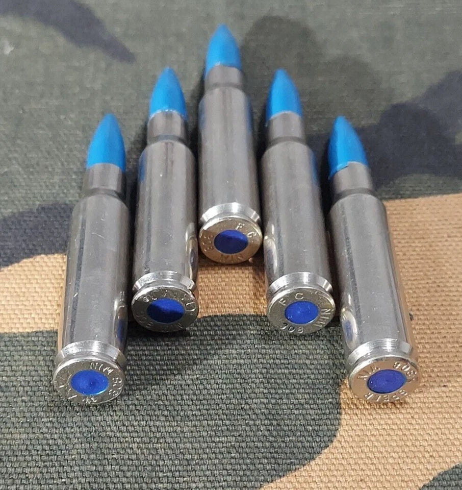 308 WIN. Snap Caps Set of 5 (Nickel+Blue) Real Weight!!