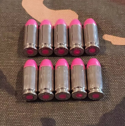 40 S&W Snap Caps Set of 10 (Pink+Nickel) Real 200GR Weight!!!